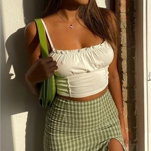 Princess Polly White CROP TOP Tank with Ruffles - Tilly Top Off White - SZ Small